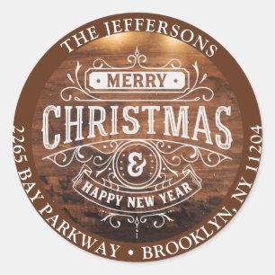 Retro Rustic Christmas Return Address Label