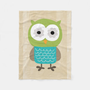 Retro Rustic Custom Owl Fleece Blanket
