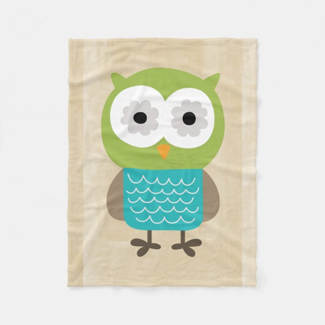 Retro Rustic Custom Owl Fleece Blanket (Front)