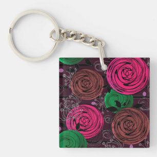 Retro, rustic, folk keychain