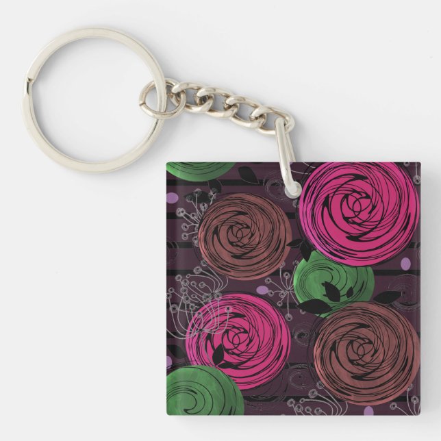 Retro, rustic, folk keychain (Front)