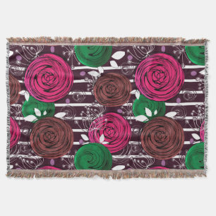 Retro, rustic, folk throw blanket