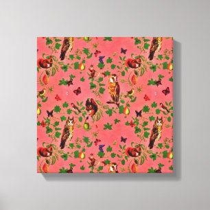 Retro Rustic Greenery Autumn Forest Watercolor Canvas Print