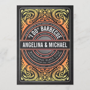 Retro Rustic I Do BQ Invitations Grill & Fire