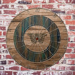 Retro Rustic Monogrammed Wood   Dartboard<br><div class="desc">Transform your game room into a nostalgic retreat with WizCraft's Retro Rustic Wood Dartboard. Each piece marries a vintage wooden aesthetic with modern design elements, allowing you to personalize it with your unique monogram. This dartboard isn't just a game; it's a centerpiece that echoes your taste for timeless style and...</div>