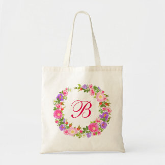Retro rustic vintage Floral wreath tote bag