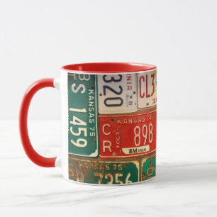 retro rusty license plate collection mug