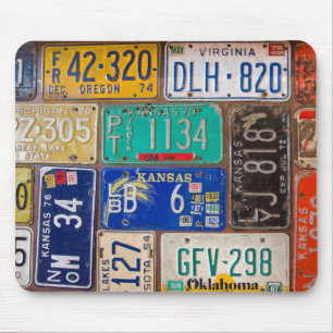 Retro Rusty License Plates Mouse Pad