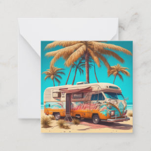 Retro RV and Palm Trees Card