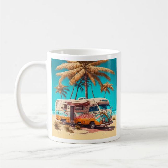 Retro RV and Palm Trees Coffee Mug (Left)