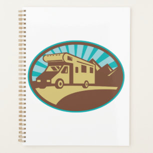 Retro RV Campervan Mountain Adventure Vintage Sun Planner