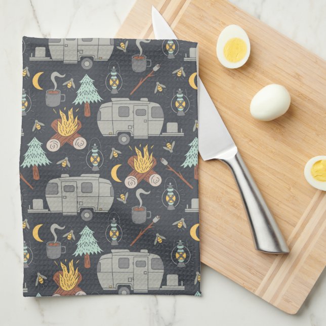 Retro RV Camping Kitchen Towel (Quarter Fold)