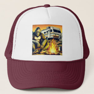 Retro RV Sasquatch Camping Trucker Hat