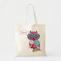 Rétro sac fourre-tout floral fleuri coloré à hibou