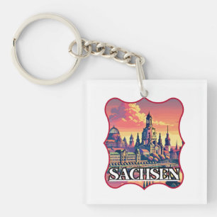 Retro Sachsen Skyline  Keychain