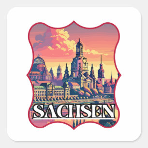 Retro Sachsen Skyline  Square Sticker