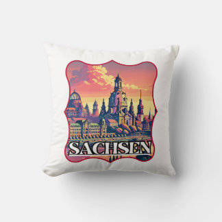 Retro Sachsen Skyline  Throw Pillow