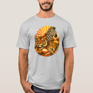 Retro Safari Animal Pattern Vintage Wildlife Boh T-Shirt