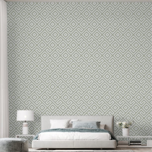 Retro Sage Green Abstract Geometric Pattern Wallpaper