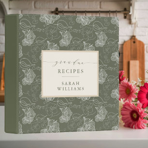 Retro Sage Green Grandma Recipes Family Cookbook Binder