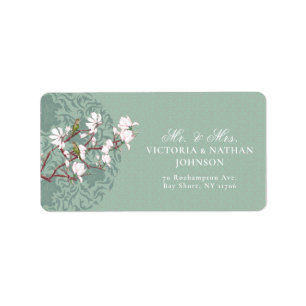 Retro Sage Green Mr & Mrs Newlywed Return Address  Label