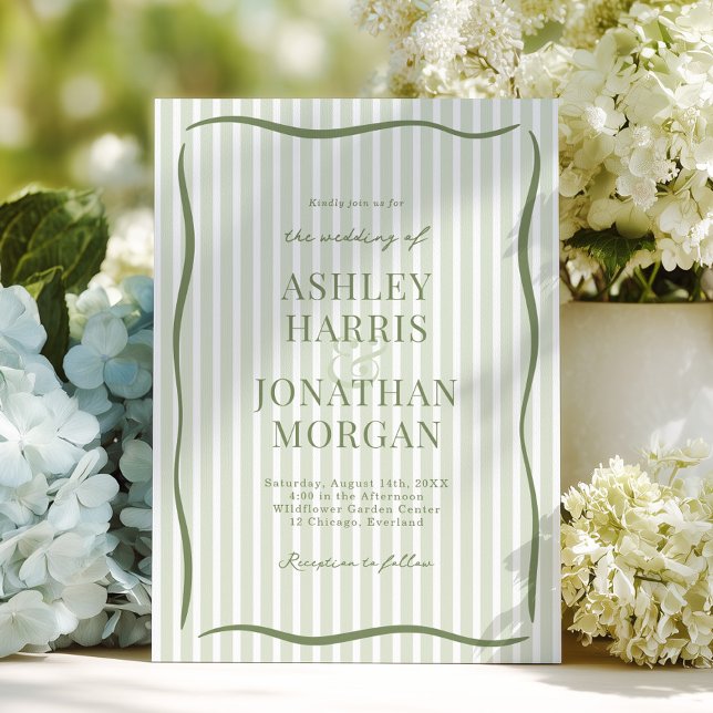 Retro Sage Green Wedding Invitation (Creator Uploaded)