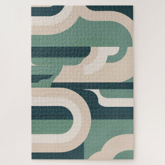 Retro Sage Mist | Mid-Century Modern Puzzle