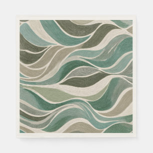 Retro Sage Wavy‑Line Napkins