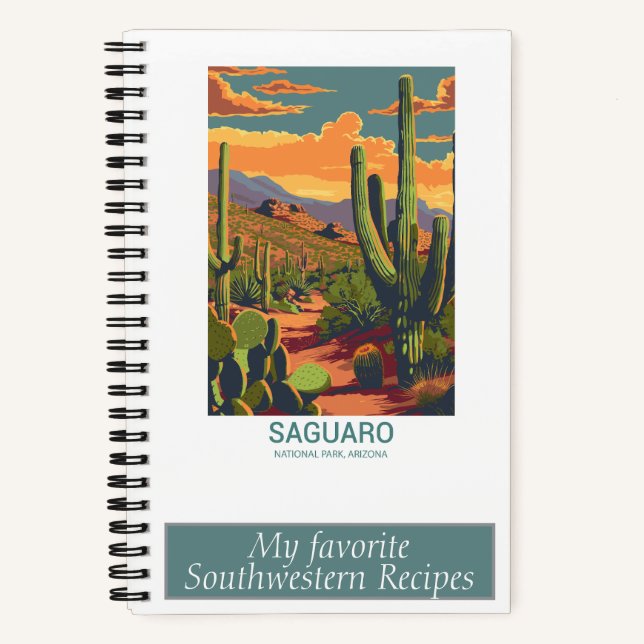 Retro Saguaro Pittoresque View Recette Carnet (Recto)