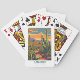 Retro Saguaro Scenic View Playing Cards