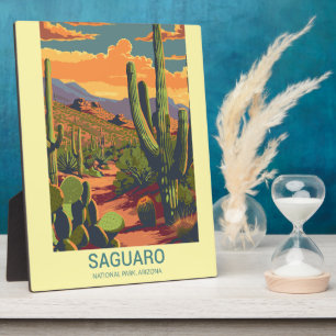 Retro Saguaro Scenic View  Tabletop Plaque