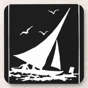 Retro Sailboat Silhouette Coaster