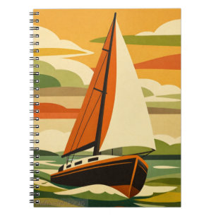 Retro Sailboat Sunset Voyage Notebook