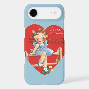 Retro Saint-Valentin, Fille Vintage sur une Clôtur