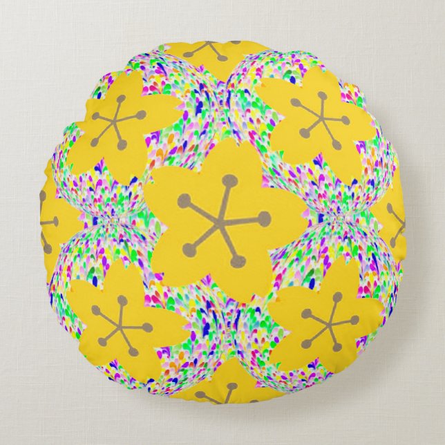 Retro Sakura Round Pillow (Front)