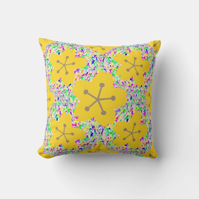 Retro Sakura Throw Pillow (Front)