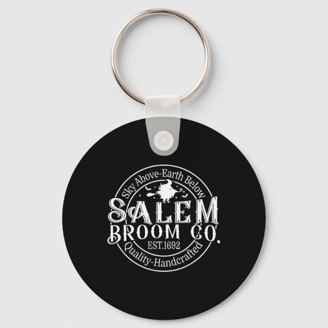 Retro Salem Broom Company Est 1692 Massachusetts H Keychain (Front)