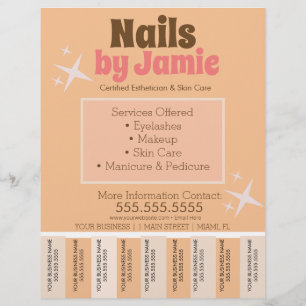 Retro Salon Service Business Tear Off Strips Flyer