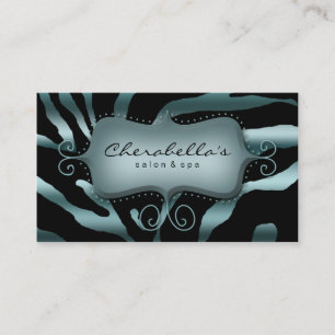 Retro Salon Spa Carte de visite Zebra Turquoise Bl
