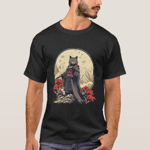 Retro Samurai Cat  Japanese Inspired Cat T-Shirt