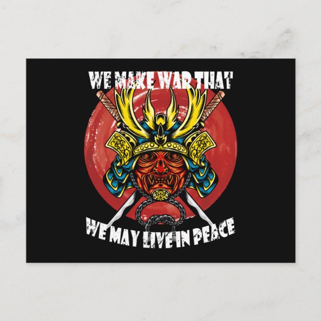 Retro Samurai Helmet - Samurai Quote About Peace Postcard (Front)