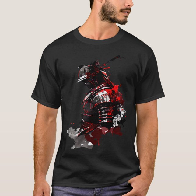 Retro Samurai Warrior Sword Japanese Ninja T-Shirt (Front)