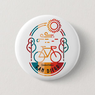 Retro San Diego Bike Trail. 2 Inch Round Button