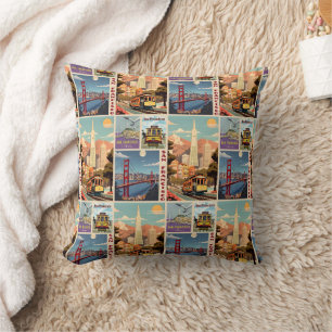 Retro San Francisco Batchwork Throw Pillow