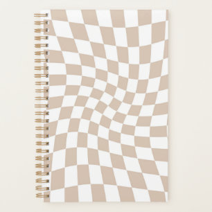 Retro Sand Pink Chequered Warped Chequerboard   Planner