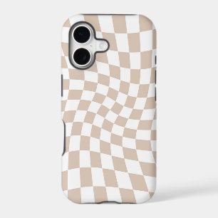 Retro Sand Rose Pink Pastel Warped Chequerboard