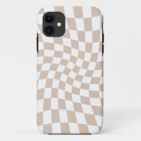 Retro Sand Rose Pink Pastel Warped Chequerboard 