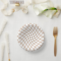 Retro Sand Rose Pink Pastel Warped Chequerboard 