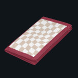 Retro Sand Rose Pink Pastel Warped Chequerboard  Trifold Wallet<br><div class="desc">Perfect warped chequered design pillow in pastel colours,  full of great vibes. Modern warped checkers in pastel Sand Rose Pink colour. This nice retro psychedelic design takes you to the wonderland. Warped checks in pastel colours. Twirl and swirl,  twist checks,  chequered pattern</div>