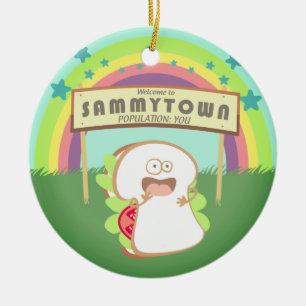 Retro sandwich funny food Christmas ornment Ceramic Ornament
